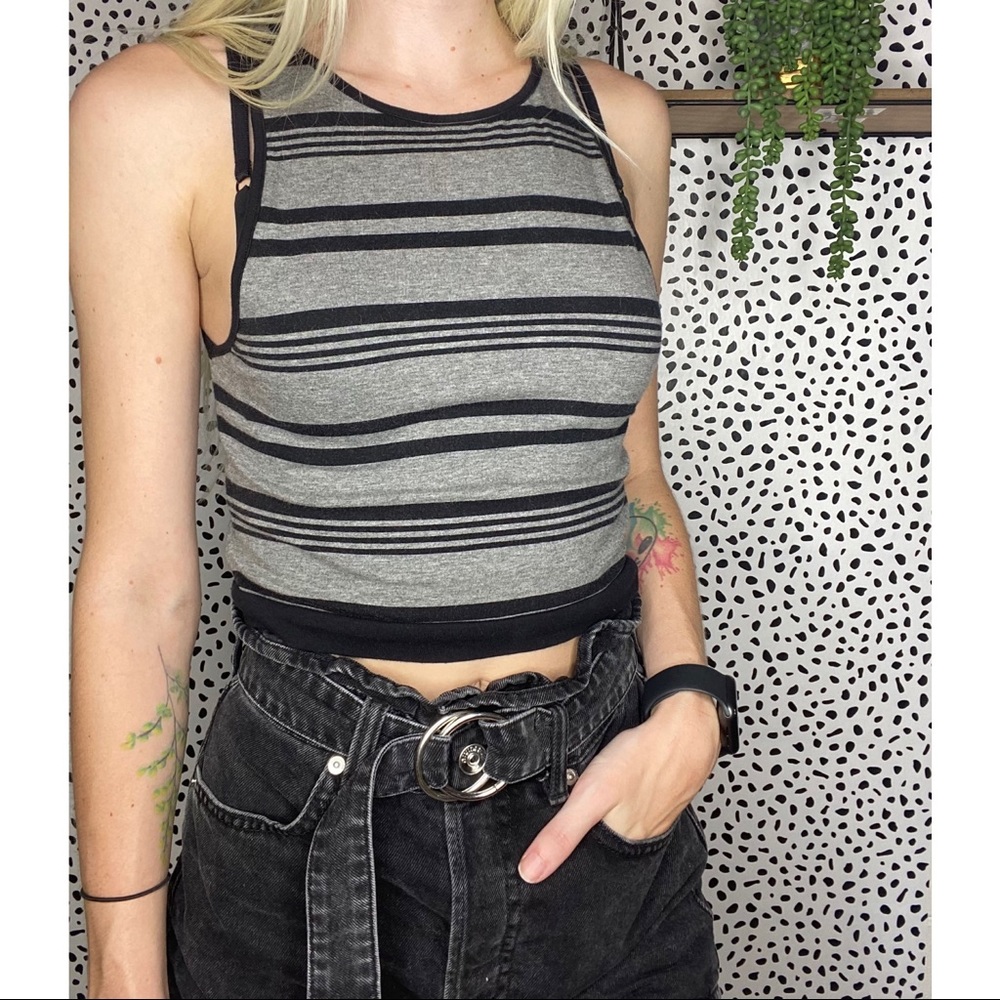 Forever 21 Striped Cropped Tank Top Small
